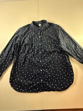 Old Navy Navy and White Polka Dot Blouse